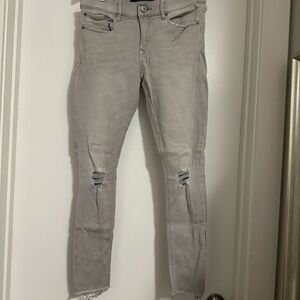 Express Light Gray Ripped Skinny Jeans